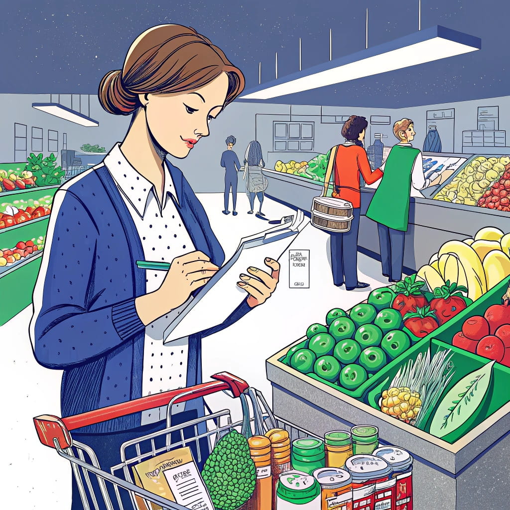 woman buying food in market